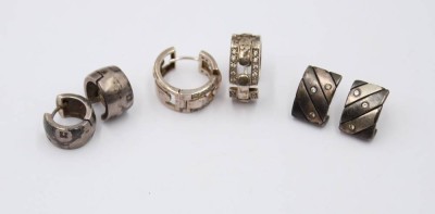 Auktion 365<br>3 Paar Ohrstecker, Silber, zus. 20,3gr., ca. D-1,7cm [1]