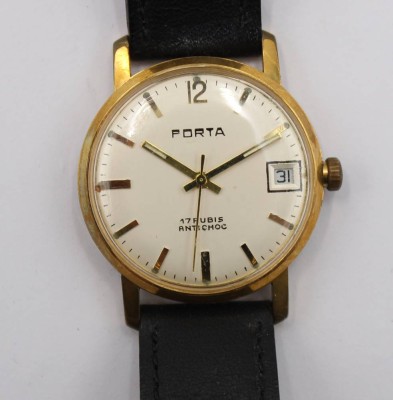 Auktion 365<br>Vintage-Armbanduhr, Porta, Handaufzug, Werk läuft, getragene Erhaltung, D- 3,3cm [1]