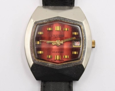 Auktion 365<br>Vintage-Armbanduhr, Lausanne Calendar, Handaufzug, Werk läuft, getragene Erhaltung, 3,7 x 4cm [1]