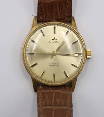 Auktion 365<br>Vintage-Armbanduhr, Arctos, Handaufzug, Werk läuft, getragene Erhaltung, D- 3,3cm [1]