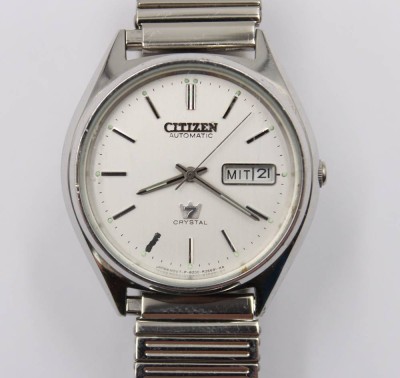 Auktion 365<br>Vintage-Armbanduhr, Citizen 7 Crystal, Automatik, Werk läuft, getragene Erhaltung, D- 3,6cm [1]