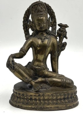 Auktion 365<br>Buddha im Lotussitz, Messing, wohl Indien? H-17 cm [1]