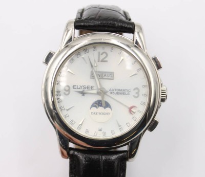 Auktion 365<br>Armbanduhr, Elysee, Automatik, Mondphase, Werk läuft, leicht getragene Erhaltung, D- 4cm [1]