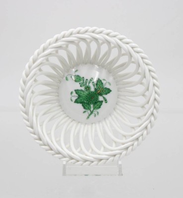 Auktion 365<br>Korbschale, Herend, Aponyi grün, ca. H-4,5cm D-11,8cm [1]