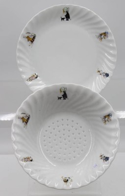 Auktion 370<br>Obstschale mit Unterteller, Schwarzenhammer, Kindermotive, ca. H-7,5cm D-23cm [1]