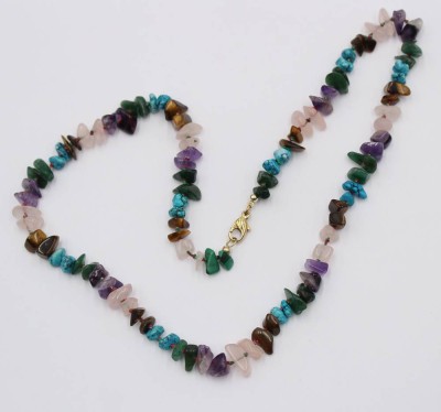 Auktion 365<br>Edelstein-Splitterhalskette, 333er GG Schließe, ca. Länge 56 cm [1]