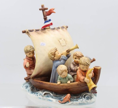 Auktion 365<br>gr. Hummel-Figurengruppe, Land in Sicht, Sonderausgabe 1992, Goebel, ca. H-23cm L-24cm [1]