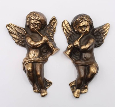 Auktion 365<br>Paar Wandputtis, Bronze, neuzeitl. je ca. H-13cm [1]