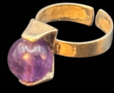 Auktion 365<br>Silberring-830- mit drehbarer Amethyst-Kugel, div. Hersteller Punzen, Ringschiene offen, 4,7 gr [1]