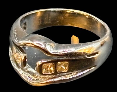 Auktion 365<br>Silberring-925-, 4 klare Steine, gemarkt 