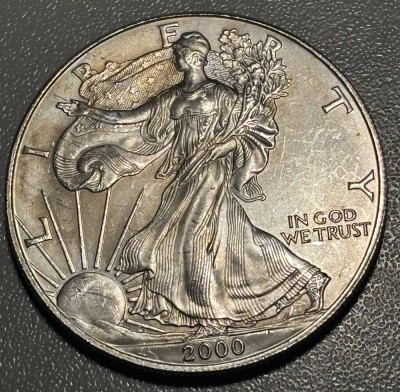Auktion 365<br>USA Silver Dollar 2000, 1 Unze Feinsilber, 31,2 gr., D-4 [1]