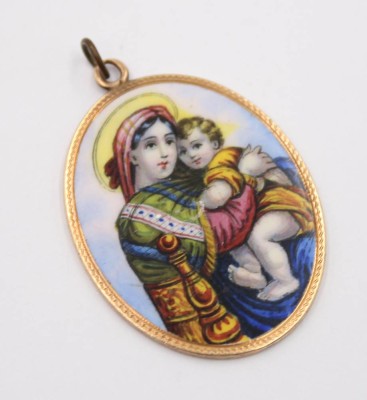 Auktion 365<br>Religiöser Anhänger, Sz Maria, Emaille, Ungarn,  4x3cm, 9,0gr. [1]