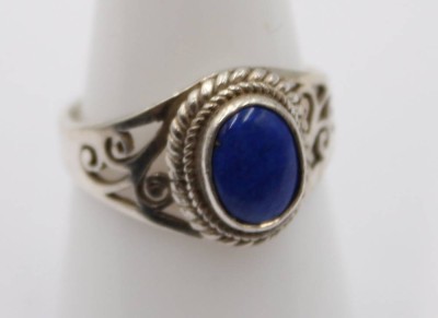 Auktion 365<br>Silber Ring mit Lapis, Silber (gepr.), RG 56, 3,8 gr. [1]