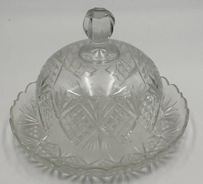 Auktion 365<br>gr. Käseglocke  mit Farnschliff, H-ca. 18 cm, D-22 cm [1]