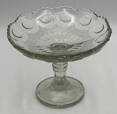 Auktion 365<br>gr. Tafelaufsatz, Pressglas, H-19 cm, D-24,5 cm [1]