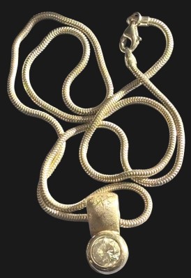 Auktion 365<br>Schlangenhalskette mit Anhänger mit klaren Stein, beide Silber-925-, Kette L-ca. 50 cm, 12,8 gr [1]