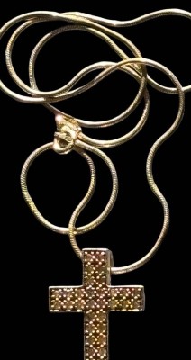 Auktion 365<br>Schlangenhalskette mit Brustkreuz, beide S-925-, L-ca. 48 cm, Kreuz mit klaren Steinen, 3x2,3 cm, 9,2 gr [1]