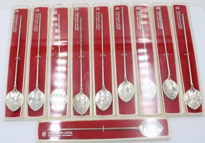 Auktion 365<br>12x Silber-925- Cocktail-Löffel, Chr. Widmark, neu wertig in OVP, Handarbeit, L-18 cm, ca. 127 gr [1]