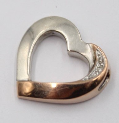 Auktion 365<br>Herzanhänger mit Diamanten von 0,009ct., Silber 925 und Gold 585,  [1]
