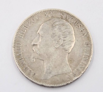Auktion 365<br>Bernhard II Herzog Sachsen-Meiningen 1 Vereinstaler, 1866, Silber, 18,29gr., D-3,3cm [1]