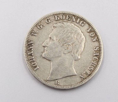 Auktion 365<br>Sachsen Taler 1861-71 König Johann, 1864 B, 18,3gr., D-3,3cm [1]