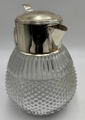 Auktion 365<br>gr. Saftkrug, Kristall mit versilb. Montur, mit Eisbehälter, H-23 cm [1]