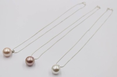 Auktion 365<br>3x versilberte Halskette mit Muschelkern-Perlen, ca. L-50cm [1]