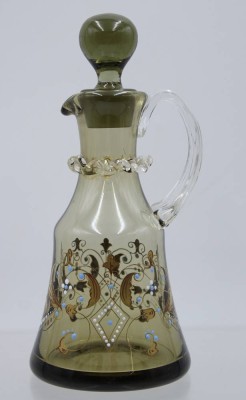 Auktion 365<br>kl. Henkelkaraffe um 1900, Emaillemalerei, ca. H-17cm [1]