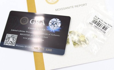 Auktion 365<br>Lemon gelber Moissanite, ca. 2ct, Diamantschliff, Zertifikat anbei [1]
