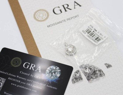 Auktion 365<br>Moissanit-Anhänger, 2ct, versilbert, anbei Zertifikat, L-2cm [1]