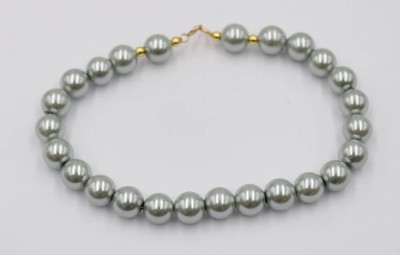 Auktion 365<br>Muschelkern-Perlenarmband, grau, 14K Goldschließe, ca. L-20cm [1]