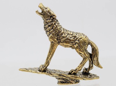 Auktion 365<br>kl. Bronze- Wolf, chin. beschriftet, ca. H-6,3cm [1]
