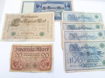 Auktion 365<br>8x div. Rechsbanknoten, Kaiserreich [1]