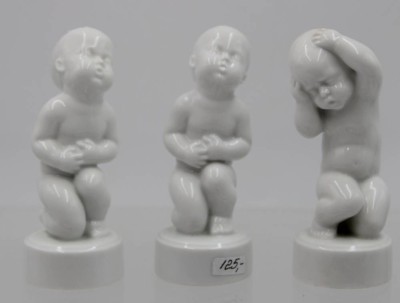 Auktion 365<br>3x Schmerzens-Kinder von Bing&Gröndahl, Copenhagen, weiss, H-12 cm [1]