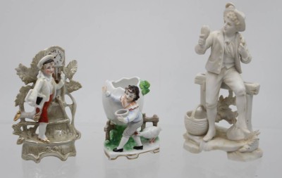 Auktion 365<br>3 div. Nippes-Figuren, 2x gemarkt, älter, ca. H-16 bis 7,5cm [1]