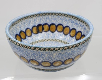 Auktion 365<br>Steingutschale, Schwämmledekor, Made in Saxony, H-9cm D-21,5cm [1]