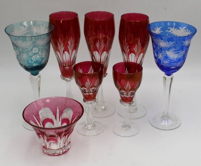 Auktion 365<br>8xdiv. Überfanggläser, H-max. 21 cm [1]