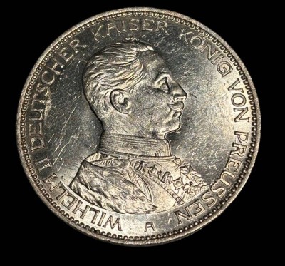 Auktion 365<br>3 Mark 1914, Wilhelm II, Preussen, D-3,4 cm, 16,7 gr [1]
