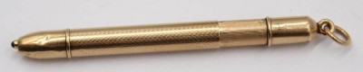 Auktion 365<br>kl. Umhänge-Drehbleistift, Gold -580- gestempelt?, geprüft, , 7,3 gr., L-7 cm, Delle [1]