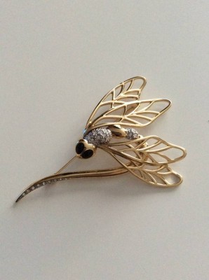 Auktion 365<br>Pierre Lang Brosche XL Libelle Vintage Aufschrift PL , 8,5 x 6 cm [1]