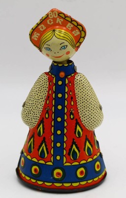 Auktion 365<br>russische Laufpuppe, Schlüsselwerk läuft, Blech bunt lithografiert, H-15 cm [1]