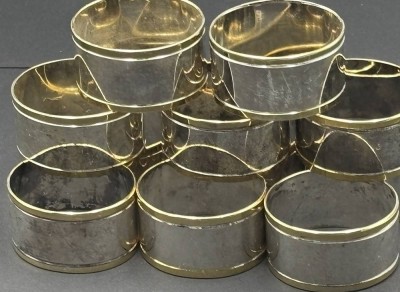 Auktion 366<br>11x plated Serviettenringe, Ränder goldfarben, H-2 cm, D-5 cm, ca. 340 gr. [1]