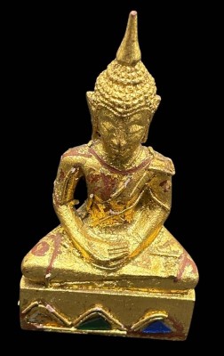 Auktion 366<br>thronender Buddha, Holz goldfarben,H-11 cm [1]