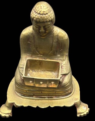 Auktion 366<br>Bronze Buddha mit  Räucherkegelhalter, H-11 cm [1]
