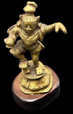 Auktion 366<br>Messing Tempeltänzerin auf Holzsockel, H-11 cm [1]