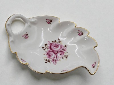 Auktion 366<br>Blattschale, Weimar, florale Bemalung, ca. H-5,7cm B-20,5cm [1]