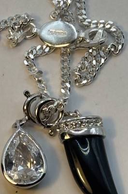 Auktion 366<br>lange Silberkette-925- mit 2 Anhängern 