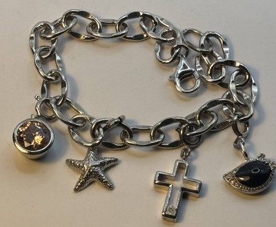 Auktion 366<br>Silber-925- Armband mit 4 Anhänger, L-20 cm, 20,1 gr [1]