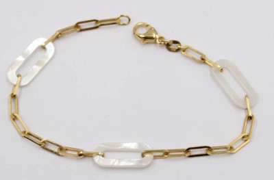 Auktion 366<br>Armkettchen, Silber-925-, vergoldet, mit Perlmutt-Gliedern, L-19 cm, 3,6 gr [1]