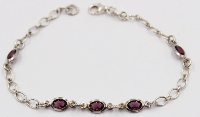 Auktion 366<br>Silber-Armkettchen mit lila Steinen, L-18,5 cm, 3,3 gr [1]